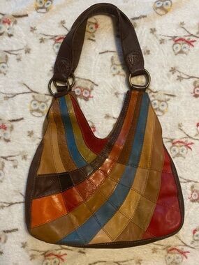 Lucky Brand Multicolor Patchwork Leather Shoulder Bag - Brown Strap